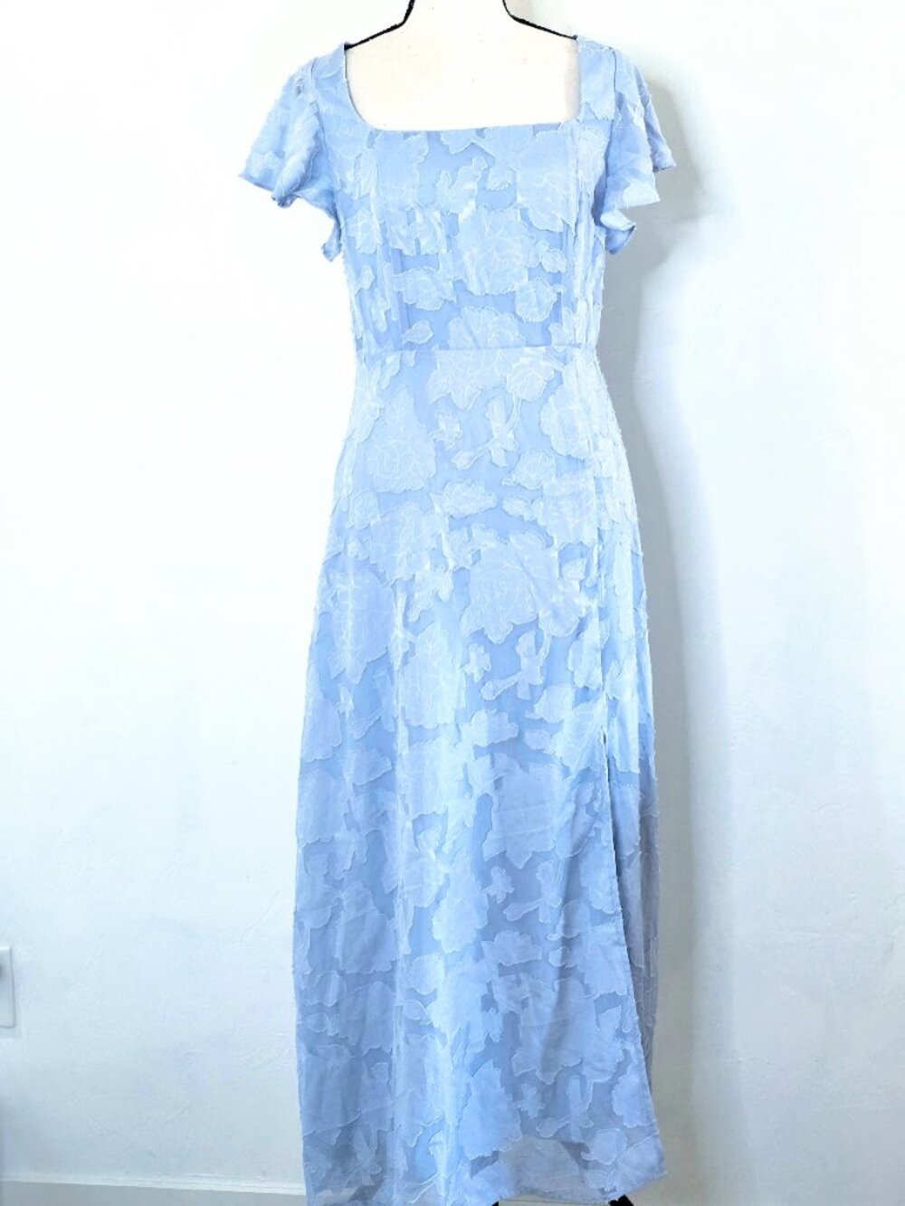 RIHOAS Blue Floral Square Neck Midi Dress NWT Size Small Cottagecore